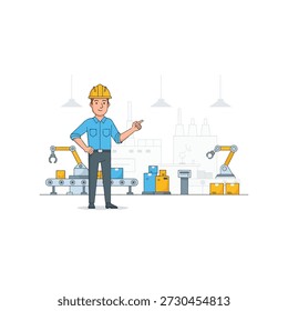 Werksmitarbeiter, die die automatisierte Produktionslinie überwachen
