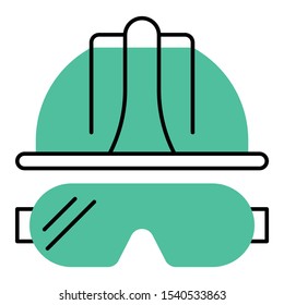 Factory worker Plant fiber helment and goggles Safety Gear Concept, Infrared Protective Labor Worker Vector Icon Design