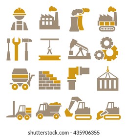 factory, workshop icon set