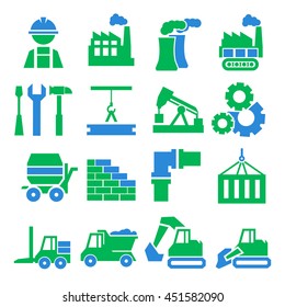 factory, workshop icon set