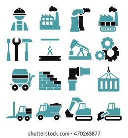 factory, workshop icon set