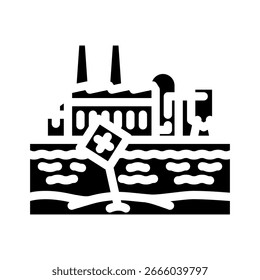 Vector de icono de glifo de río Wover de fábrica. Muestra de río Wover de fábrica. Ilustración de símbolo aislado