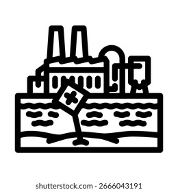 Factory Wover River Line Icono Vector. Factory Wover River Signo. Ilustración negra aislada del contorno