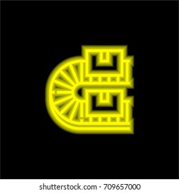 Factory yellow glowing neon ui ux icon. Glowing sign logo vector
