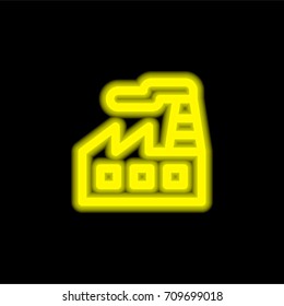 Factory yellow glowing neon ui ux icon. Glowing sign logo vector