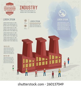 Factory,industrial,character design and blank for your text,clean vector