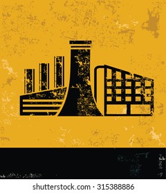 factory,industry design on grunge yellow background, grunge vector