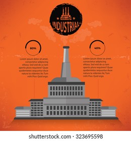Factory,industry design on old background,grunge vector