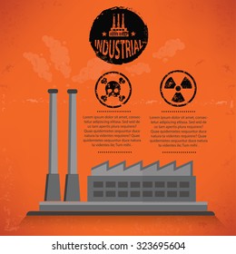 Factory,industry design on old background,grunge vector