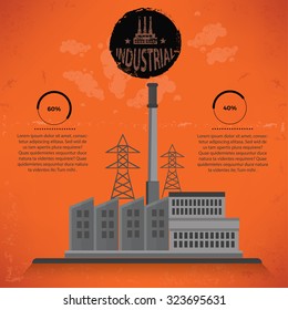 Factory,industry design on old background,grunge vector