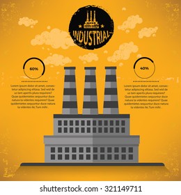 Factory,industry design on yellow background,grunge vector