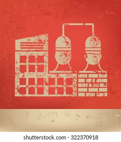 Factory,industry on red background,poster grunge design