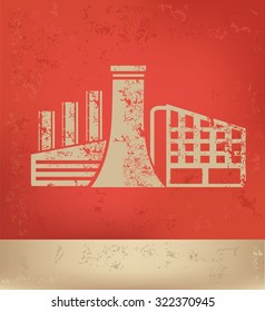 Factory,industry on red background,poster grunge design