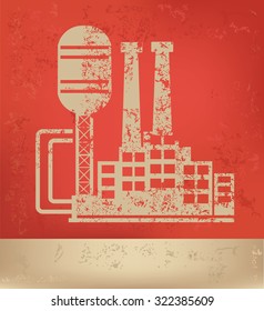 Factory,industry on red background,poster grunge design