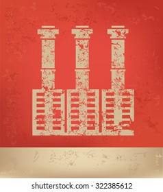 Factory,industry on red background,poster grunge design