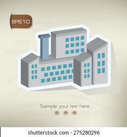 Factory,Industry sticker design on old background,vector