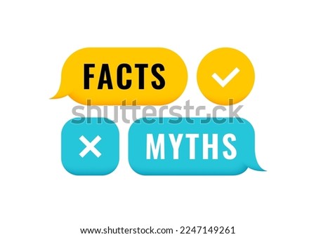Facts and myths 3d geometric message bubble with check and cross mark emblem. Banner design for business, news and journalism. Vector illustration.