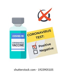 Facts And Myths About COVID 19 Vaccines. Positive COVID-19 Test Results. Vaccine Does Not Give A Positive Result. Vector Flat Illustration.