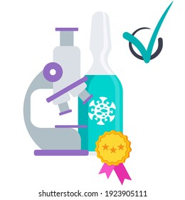 Facts And Myths About COVID 19 Vaccines. Vaccine Was Developed Quickly, But It Is Safe. Vector Flat Illustration.