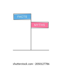 Facts and myths. Banner on a white background. Vector illustration.