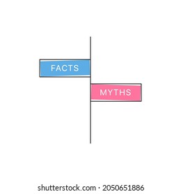 Facts and myths. Banner on a white background. Vector illustration.