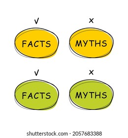 Facts and myths. Banner on a white background. Vector illustration.