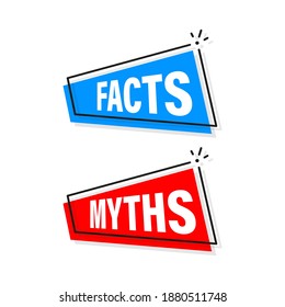 Facts and myths bubble isolated on white background. Symbol, logo illustration. Check mark icon vector design. Character for concept design.