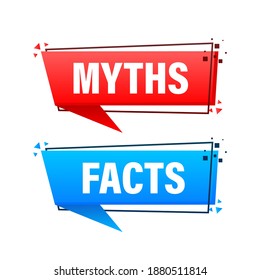 Facts and myths bubble isolated on white background. Symbol, logo illustration. Check mark icon vector design. Character for concept design.