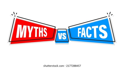 Facts and myths bubble isolated on white background. Symbol, logo illustration.