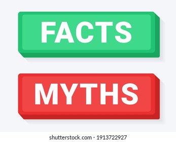 Facts myths button sign. True or false facts. Concept of thorough fact-checking or easy compare evidence. Illustration vector