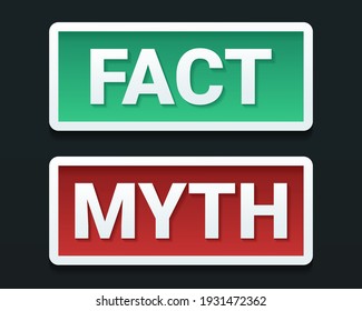 Facts myths button sign. True or false fact badges. Isolated on dark background. Illustration vector