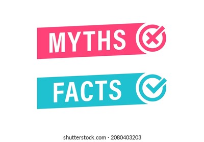 Facts and myths geometric message bubble with check and cross mark emblem. Banner design for business, news and journalism. Vector illustration.