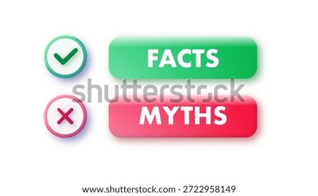 Facts myths icon and button set realistic isolated on white background