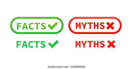 Facts, myths on a white background. Vector illustration