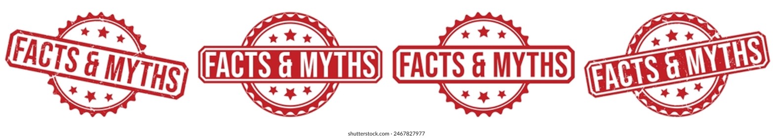 Facts and Myths Red Rubber Stamp vector design.