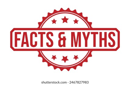 Facts and Myths Red Rubber Stamp vector design.