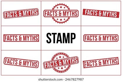 Facts and Myths Red Rubber Stamp vector design.