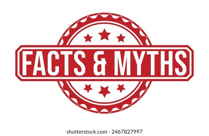 Facts and Myths Red Rubber Stamp vector design.