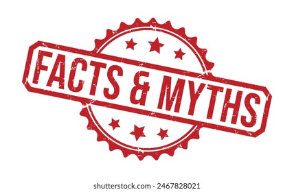 Facts and Myths Red Rubber Stamp vector design.