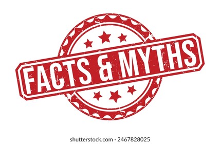 Facts and Myths Red Rubber Stamp vector design.