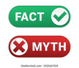 Facts myths sign with cross and checkmark symbols. Concept of thorough fact-checking or easy compare evidence. Illustration vector