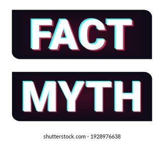 Facts myths sign. True or false facts with modern abstract colorful gradient. Concept of thorough fact-checking or easy compare evidence. Illustration vector