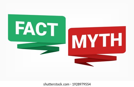 Facts myths sign. True or false facts bubble. Concept of thorough fact-checking or easy compare evidence. Illustration vector