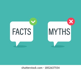 Facts Myths speech bubble concept design. Clipart image.