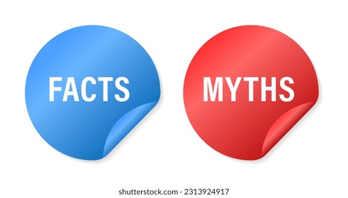 Facts myths sticker, True or false facts banners, label. Check Mark and Cross Icon. Badges for marketing and advertising. Vector illustration