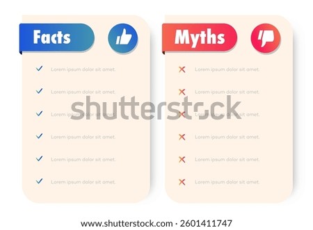 Facts and myths vector frame template modern style