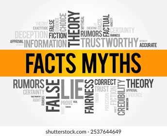 Facts - Myths word cloud collage, concept background