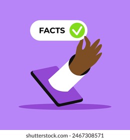 Facts versus myths in phone app. Myths facts icons. Banners with true or false facts. Emblem or badge. Flat vector illustration.