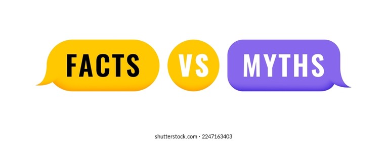 Facts vs Myths 3d geometric message bubble. Banner design for business, news and journalism. Vector illustration.