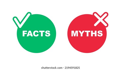 Facts vs myths. Myths facts badges. True or false facts banners. Vector illustration.